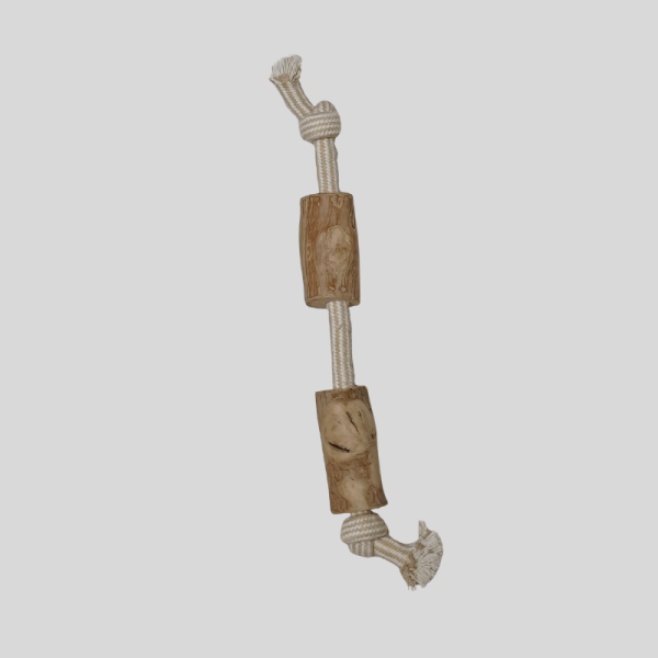 Coffee Wood & Rope Dog Toy_1