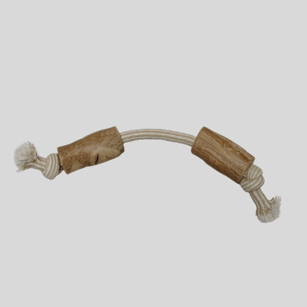 Coffee Wood & Rope Dog Toy_4
